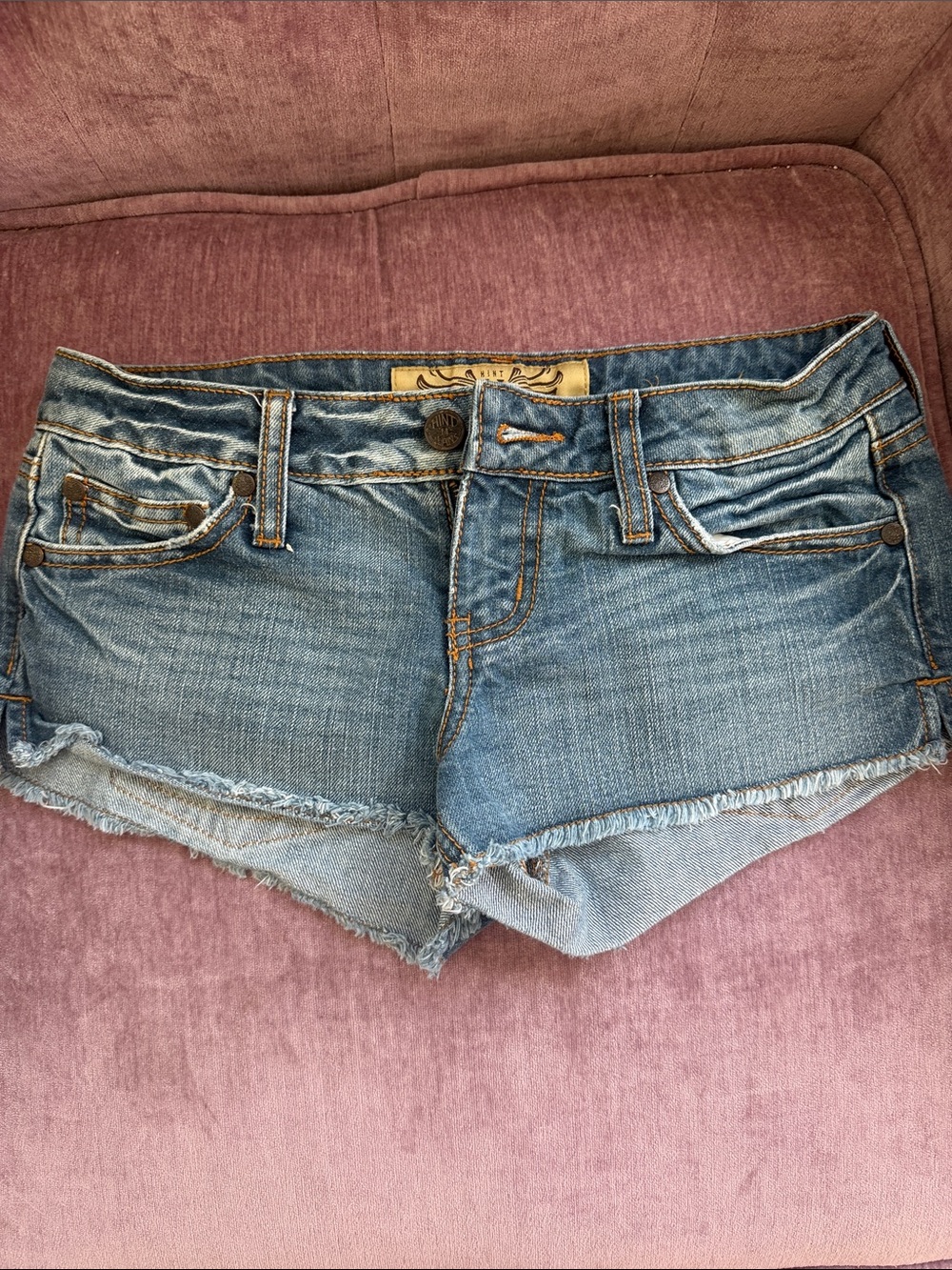 Women's Distressed  low rise Denim Cutoff Shorts - Blue